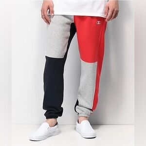 Champion Reverse Weave Colorblock Joggers Pants Mens Grey Red Navy Athleisure